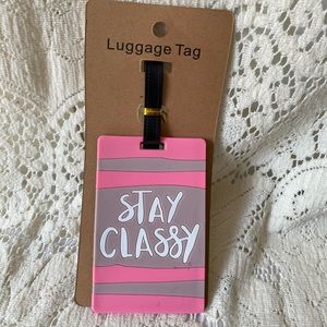 Stay Classy Pink Gray Luggage ID Tag Rubberized Travel Bag Suitcase Backpack Tag